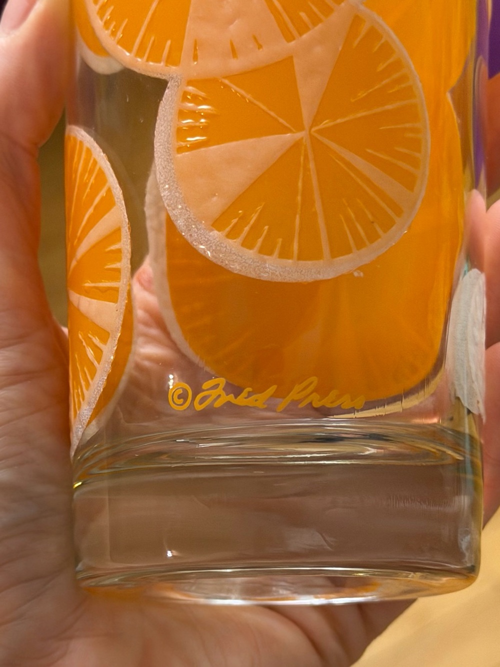 Vintage Fred Press Raised Sugared Orange Slice Highball Glass - Picture 8 of 11